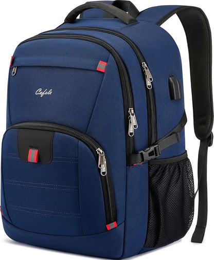 Durable water-resistant anti-theft backpack, perfect for laptops, includes USB charging port.
