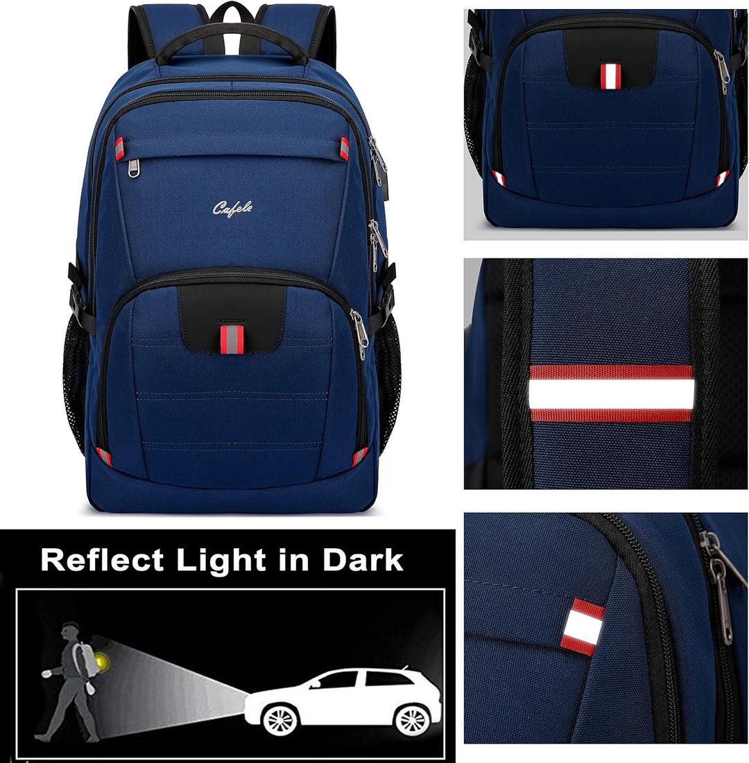Sleek water-resistant anti-theft backpack for laptops, suitable for daily commute, USB built-in.
