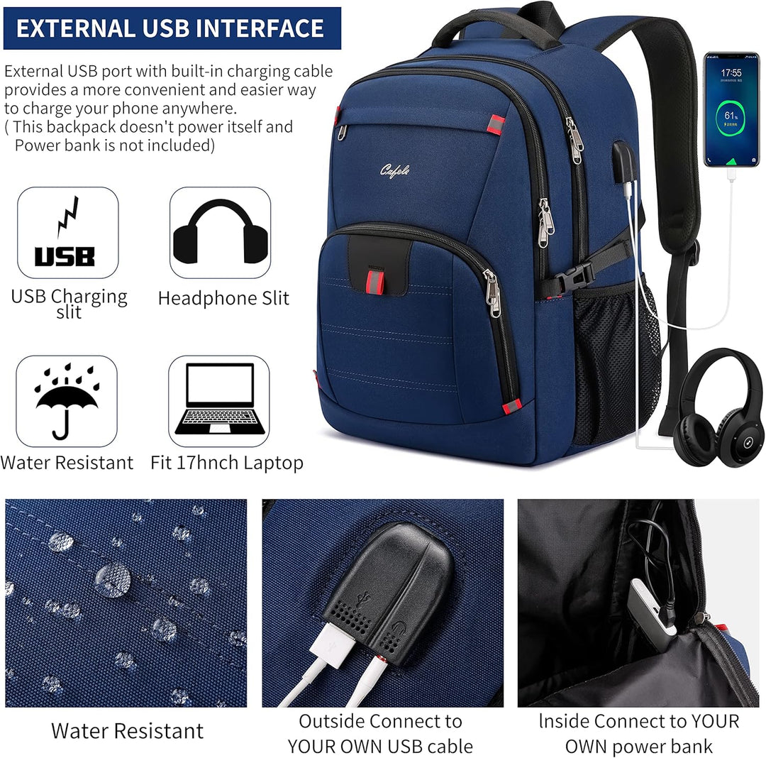 Secure water-resistant school backpack with anti-theft features and USB charging for students.