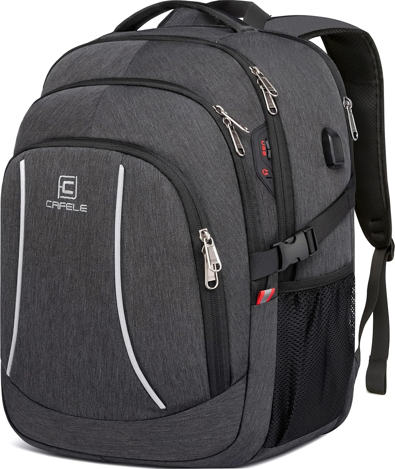 Modern water-resistant anti-theft laptop backpack, unisex, for daily use, features USB port.