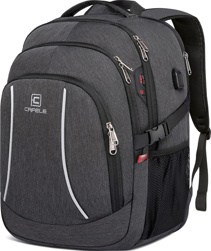Modern water-resistant anti-theft laptop backpack, unisex, for daily use, features USB port.