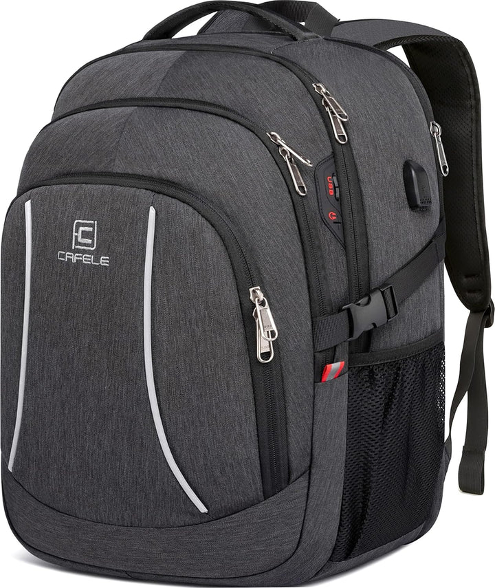 Modern water-resistant anti-theft laptop backpack, unisex, for daily use, features USB port.