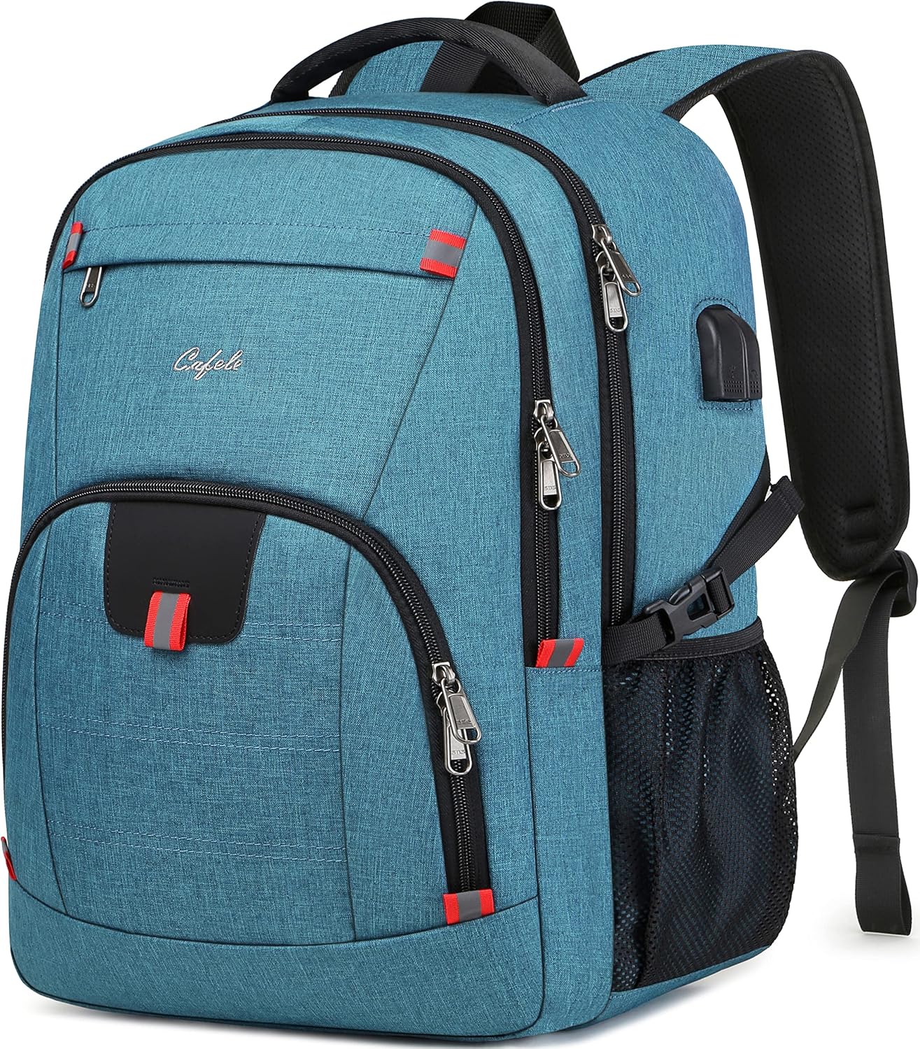 Modern travel backpack, water-resistant, anti-theft, with USB port for all devices.