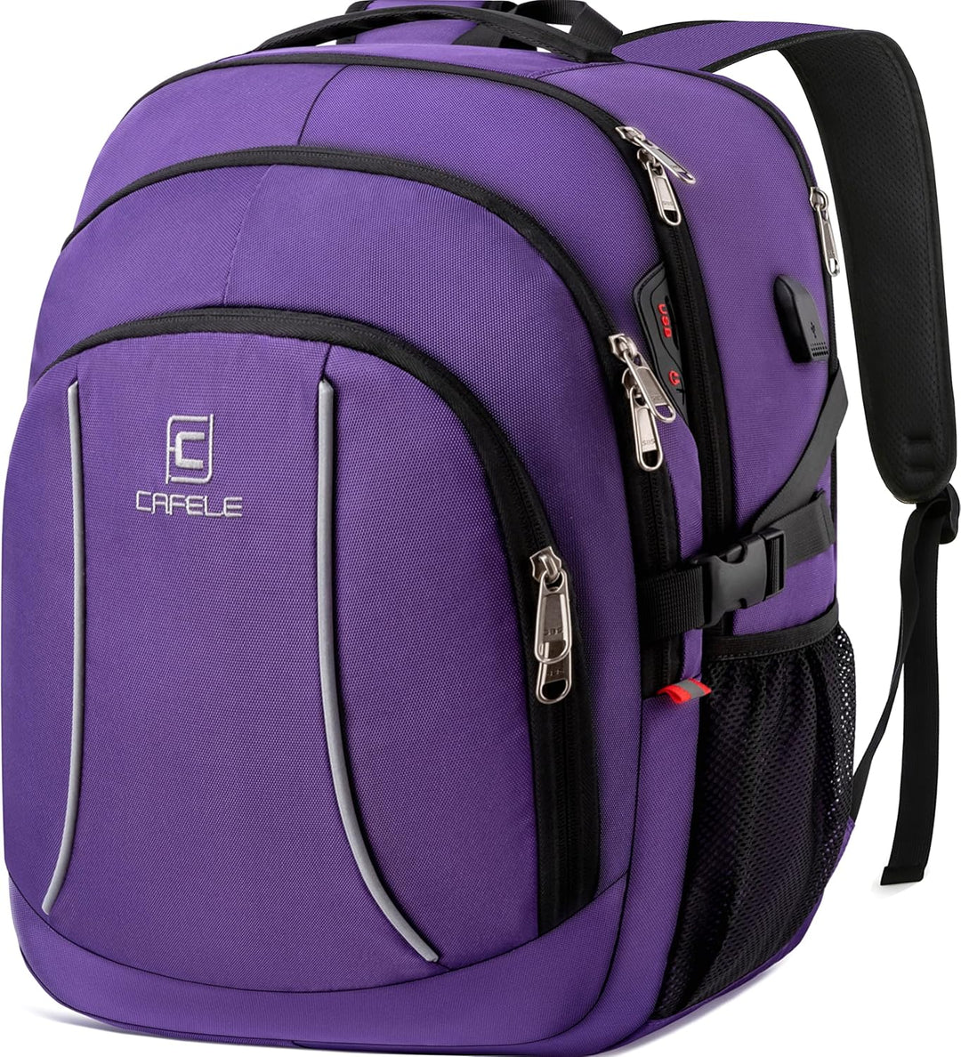 Tech-friendly anti-theft backpack, water-resistant, with laptop compartment & USB charger.