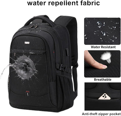 Sleek black commuter laptop bag with organized pockets for work & business trips. Water-resistant tech backpack.