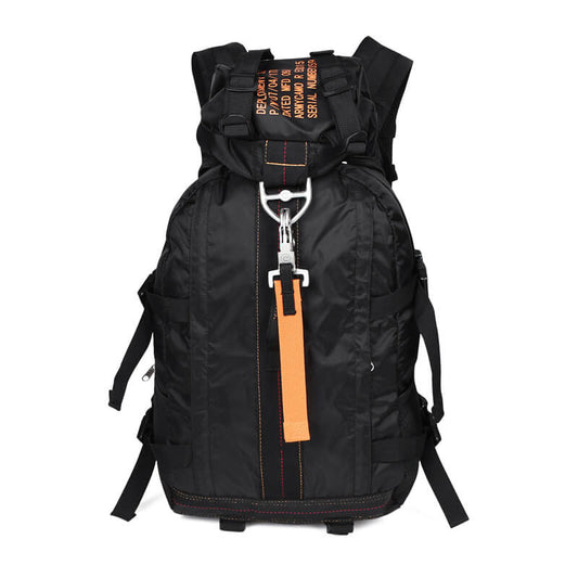 Unisex water-resistant tactical backpack with large capacity, ideal for hiking, camping, and outdoor travel.