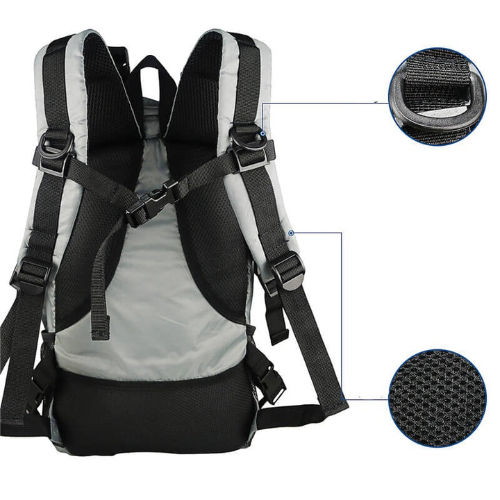 Hiker wearing a large capacity unisex water-resistant tactical backpack on a trail, perfect for outdoor adventure.