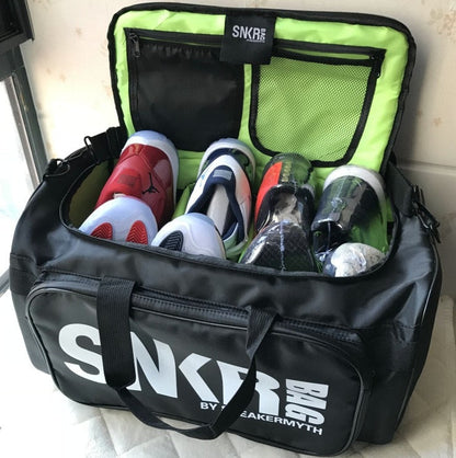 Durable water-resistant unisex gear duffel bag. Perfect luggage for sports equipment & multiple sneakers.