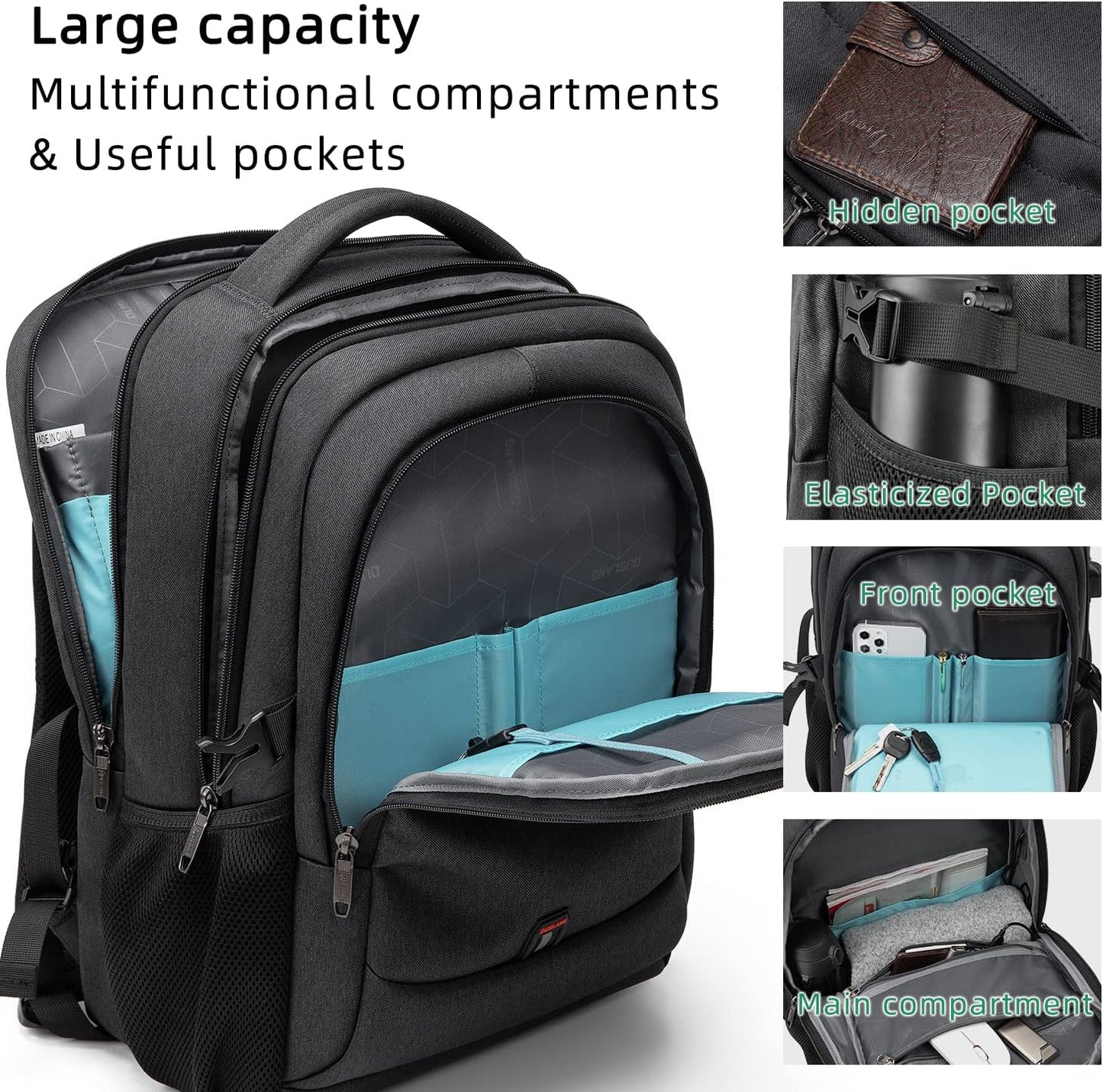 Lightweight anti-theft daypack, water-resistant, USB charging, great for urban exploration.