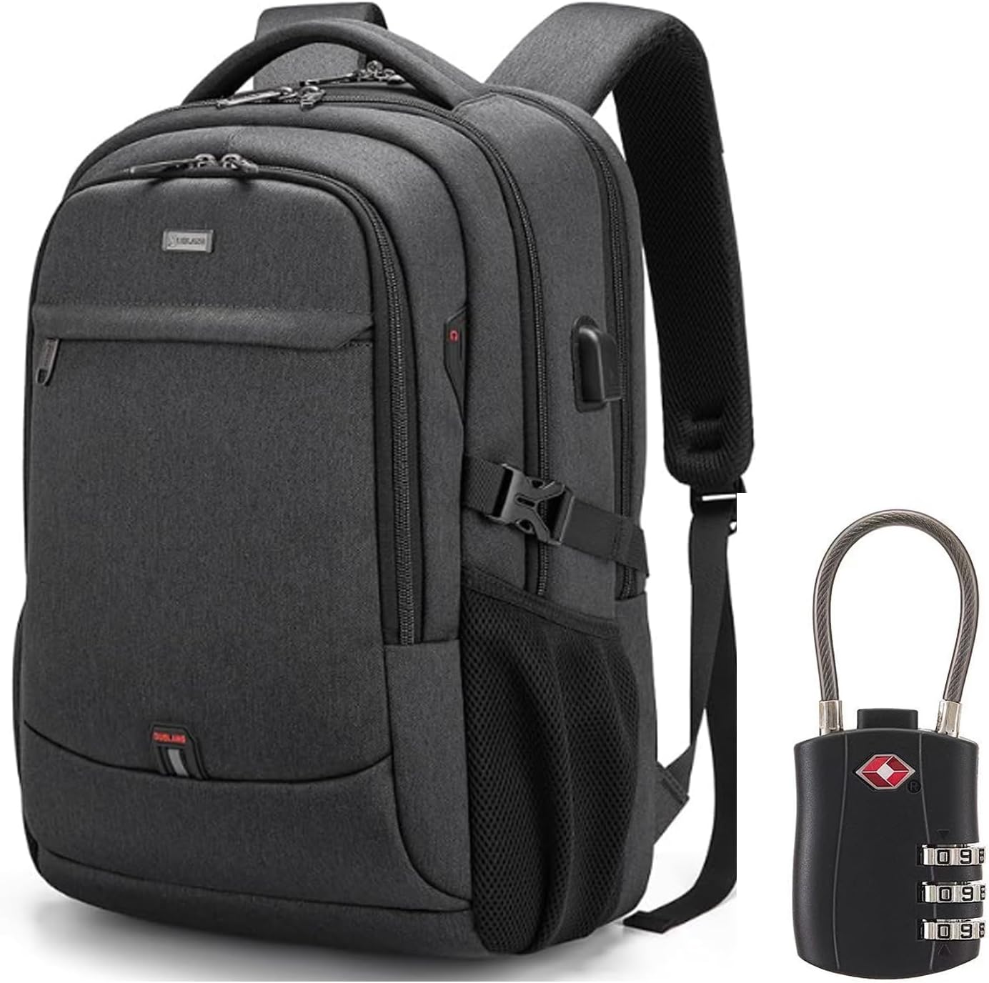 Unisex water-resistant travel laptop backpack with USB port & anti-theft design, ideal for daily commute.