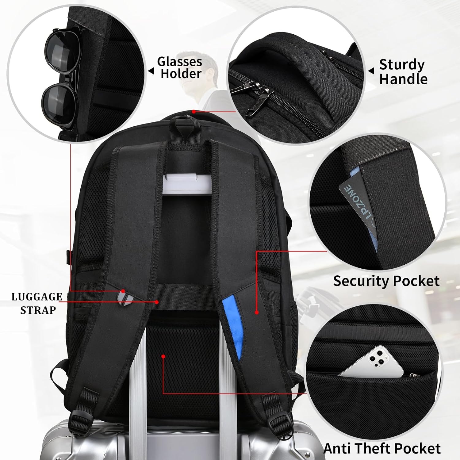 Professional anti-theft laptop bag, water-resistant, USB charging, perfect for work travel.