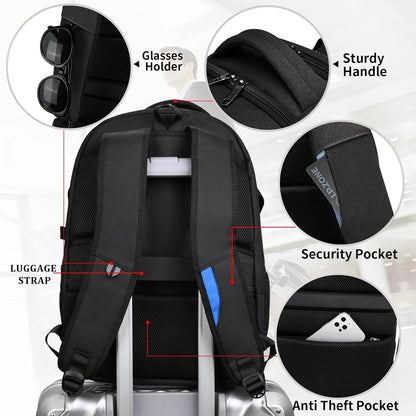 Professional anti-theft laptop bag, water-resistant, USB charging, perfect for work travel.