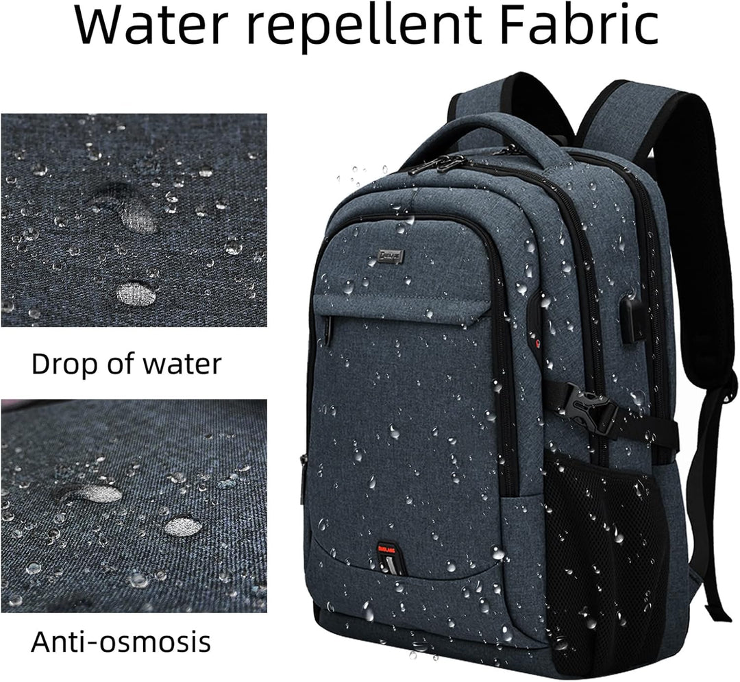 Contemporary unisex travel backpack, water-resistant, anti-theft, with integrated USB.
