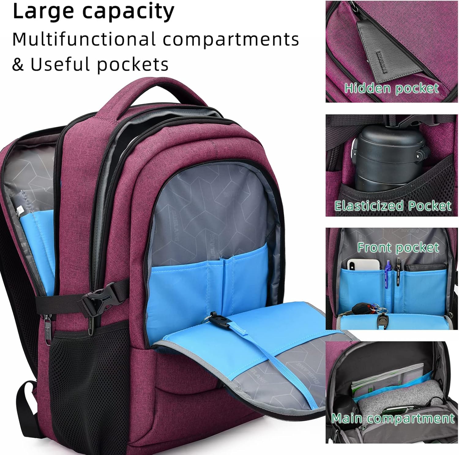 Anti-theft water-resistant college backpack with USB port, ideal for busy students.