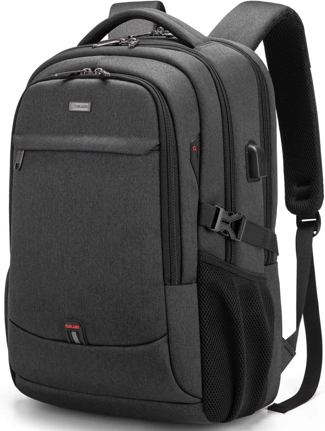 Unisex laptop & travel backpack, water-resistant, anti-theft, USB charging for convenience.