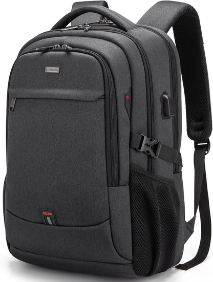 Unisex laptop & travel backpack, water-resistant, anti-theft, USB charging for convenience.