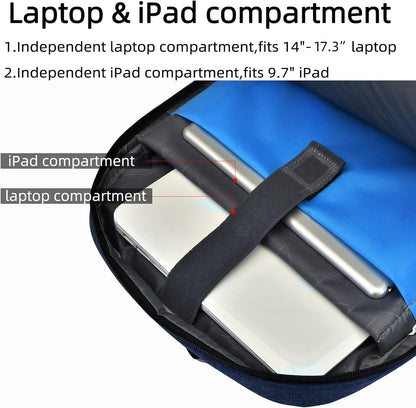 Sleek unisex daypack for travel, water-resistant fabric, anti-theft pockets, built-in USB charger.