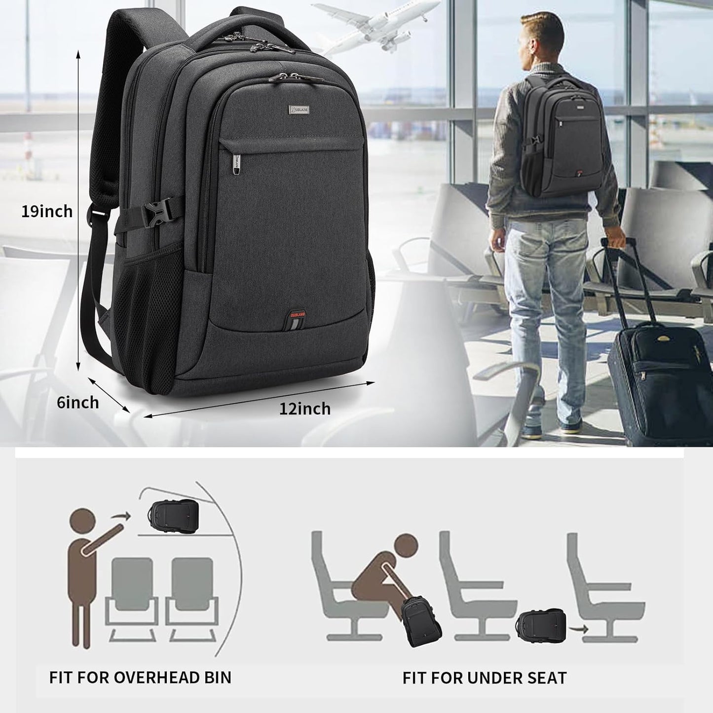 Secure anti-theft college backpack, water-resistant, USB port, protects valuable tech.