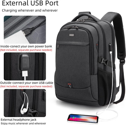 Durable commuter backpack, unisex, water-resistant, secure laptop storage & convenient USB port.