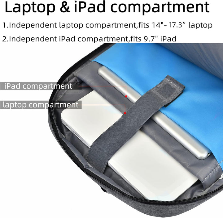 Anti-theft water-resistant laptop bag, USB charging, perfect for business & leisure.