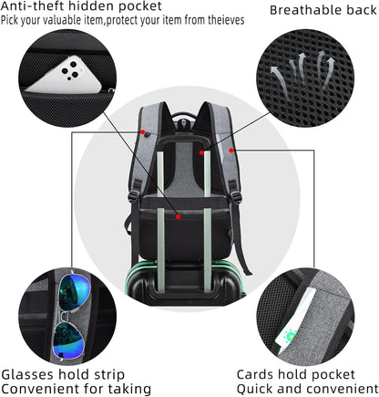 Commuter water-resistant anti-theft daypack, USB charging, ideal for daily city life.