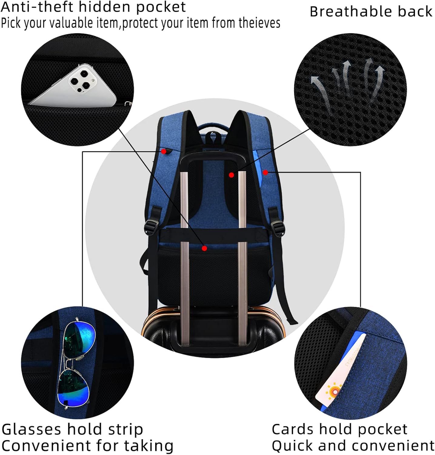 Modern college backpack, unisex, water-resistant, anti-theft, with USB port for charging devices.