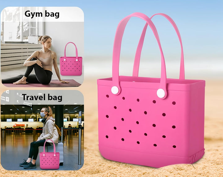 Multi-purpose waterproof basket bag, ideal for beach, travel, shopping, or gym use, easy clean.