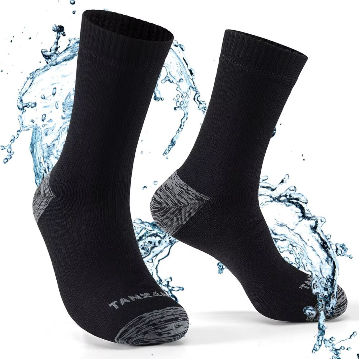 Unisex adventure apparel: waterproof outdoor socks drying, suggesting quick-dry feature for travelers.