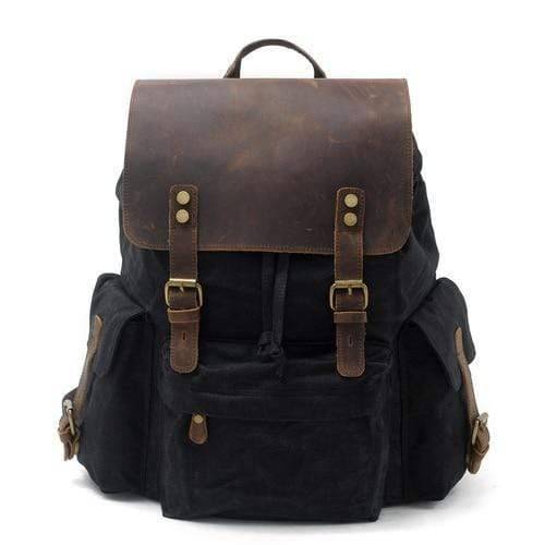 Stylish and functional unisex waterproof backpack, canvas with leather trim, for outdoor travel