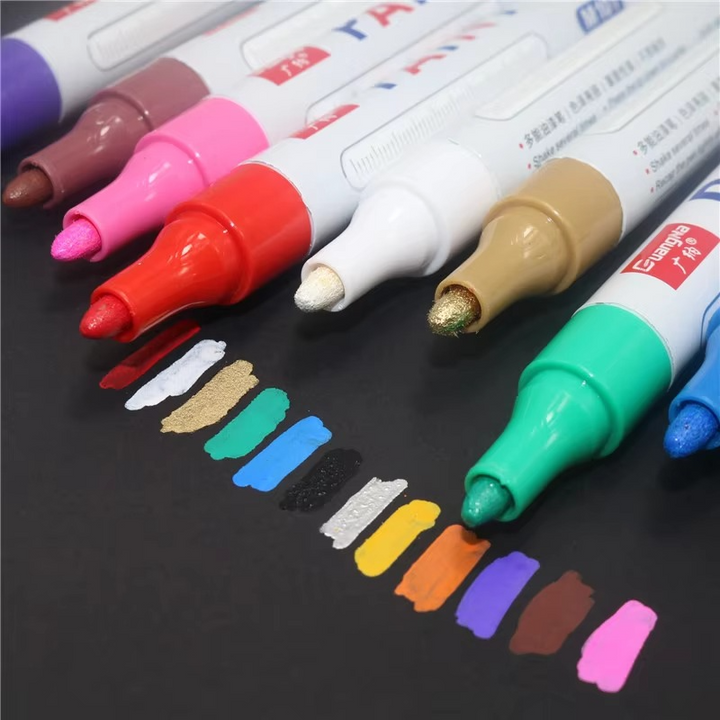 Durable waterproof, permanent car tire paint pen for long-lasting DIY car wheel customization.