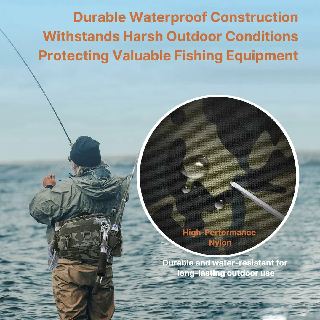 Angling tackle bag, unisex, ergonomic design, comfortable for long fishing trips
