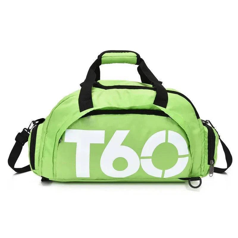 Nylon travel bag, versatile as gym duffel or weekend bag, with external pockets for quick access