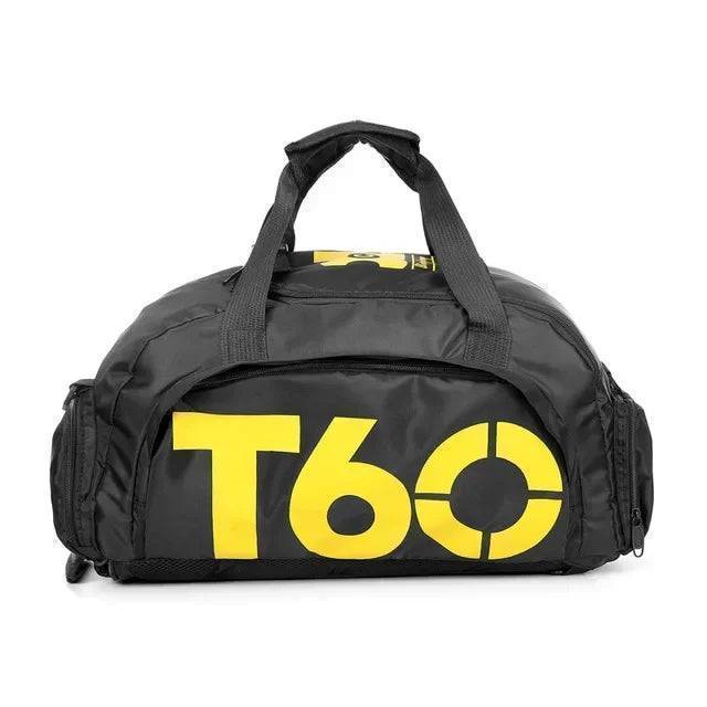 Unisex gym bag carried by a person, illustrating its comfortable size and portability for sports