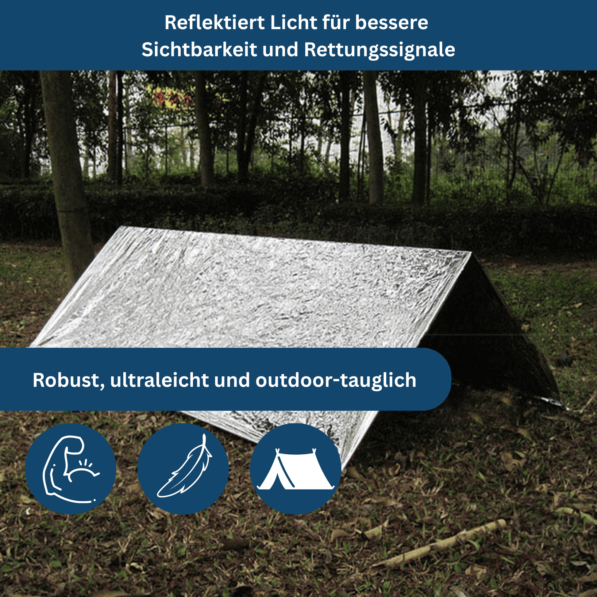 Packaged emergency blanket, waterproof and insulating, ideal for hiking, camping, and preparedness