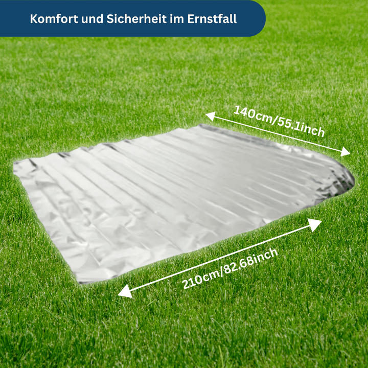 Unisex waterproof insulating emergency blanket unfolded, ready for survival, camping, hiking, first aid