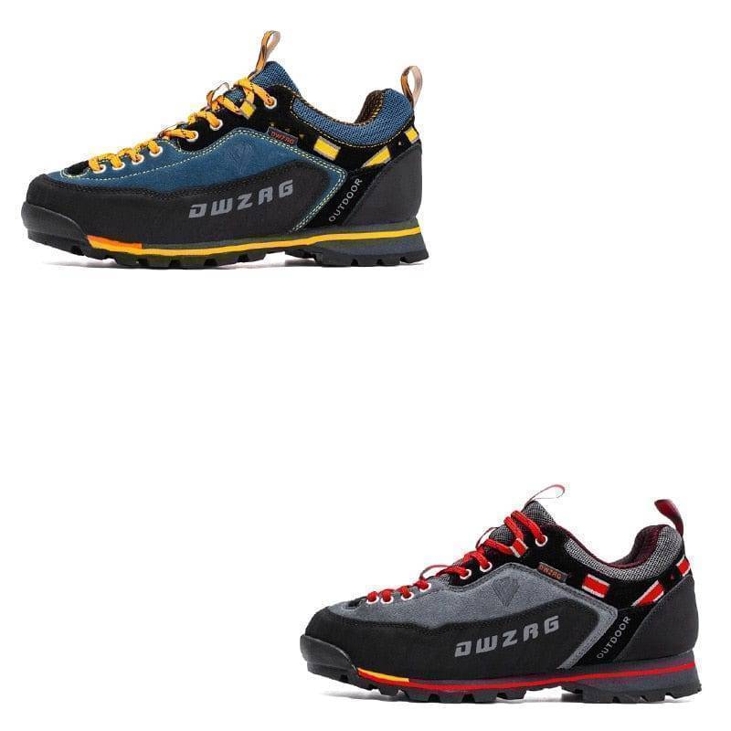 Close-up of anti-slip sole on unisex waterproof hiking shoes, durable outdoor footwear