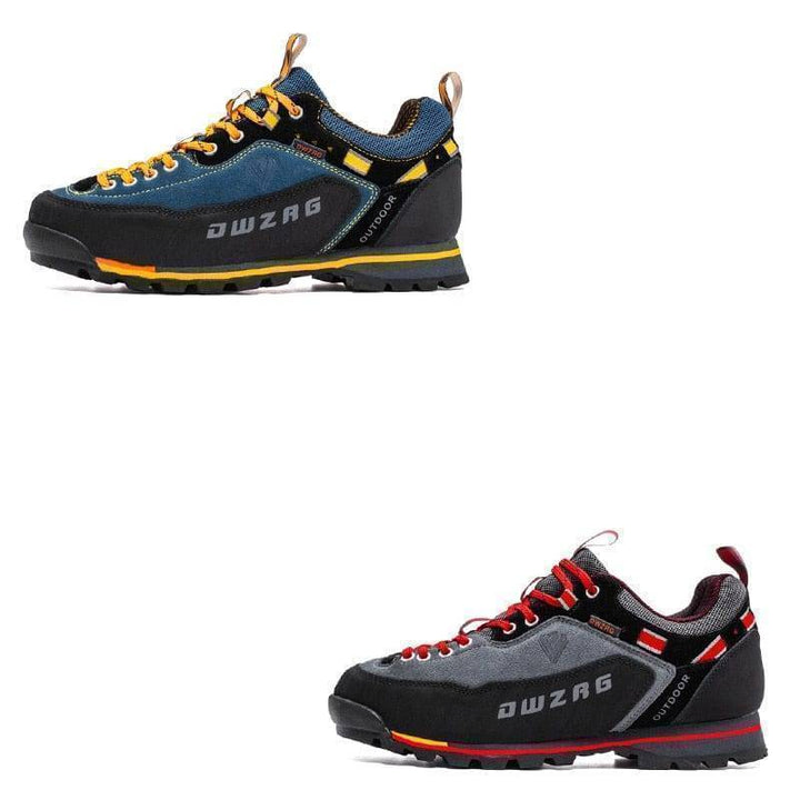 Close-up of anti-slip sole on unisex waterproof hiking shoes, durable outdoor footwear