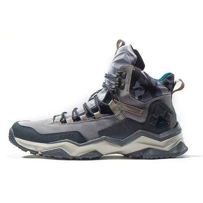 Mid-top waterproof hiking boots, unisex suede and textile, designed for rugged outdoor use