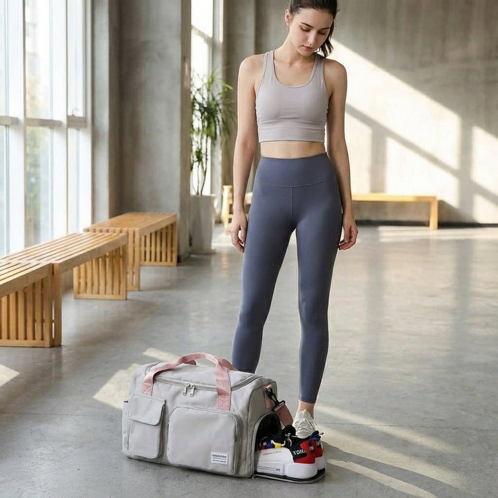Unisex waterproof nylon duffel bag for travel, gym, & weekends. Durable, versatile carry-on with spacious interior.