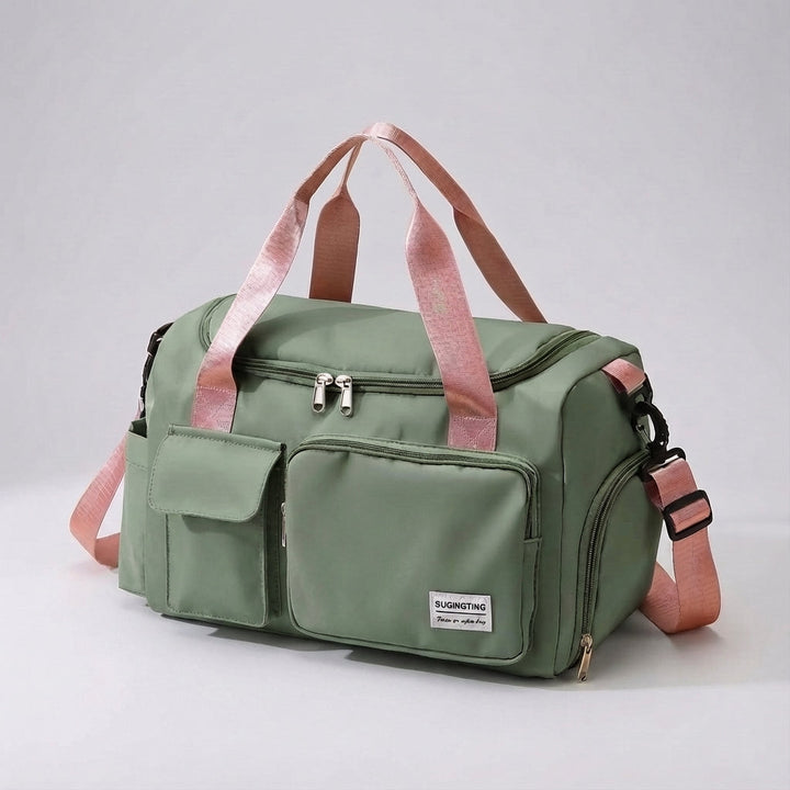 Versatile unisex waterproof nylon travel duffel. Perfect carry-on for weekend trips, flights, & organized adventures.