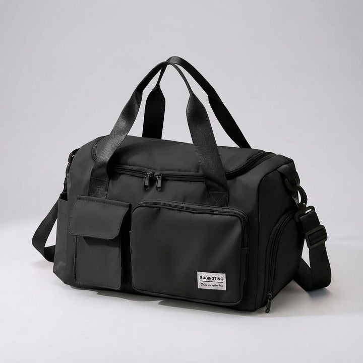 Durable unisex waterproof nylon duffel bag. Essential for gym, sports, and organized weekend travel & carry-on.