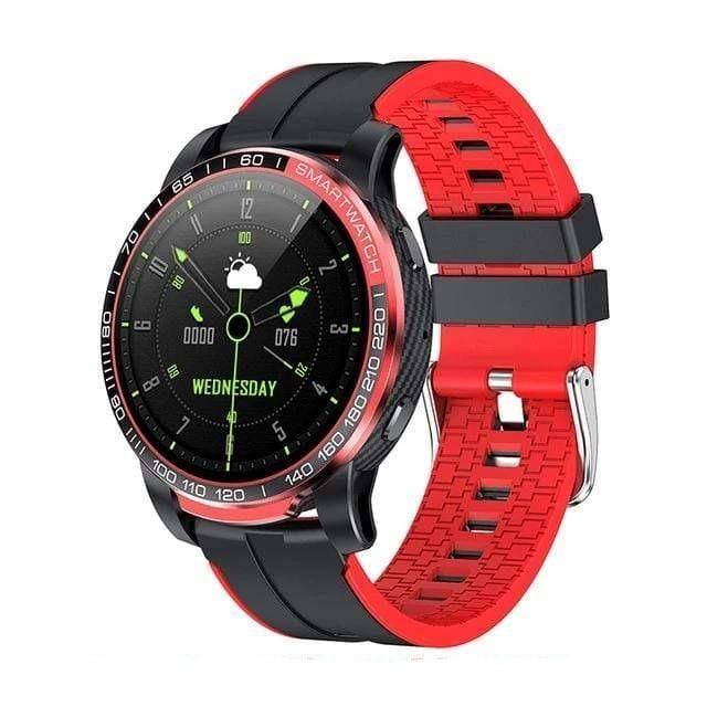 Waterproof fitness watch for outdoor activities, unisex, with activity tracker & black strap.