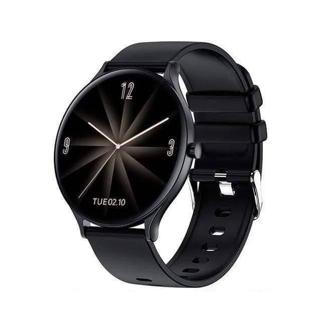 Unisex waterproof smartwatch, black, ideal for outdoor use, with heart rate monitor.