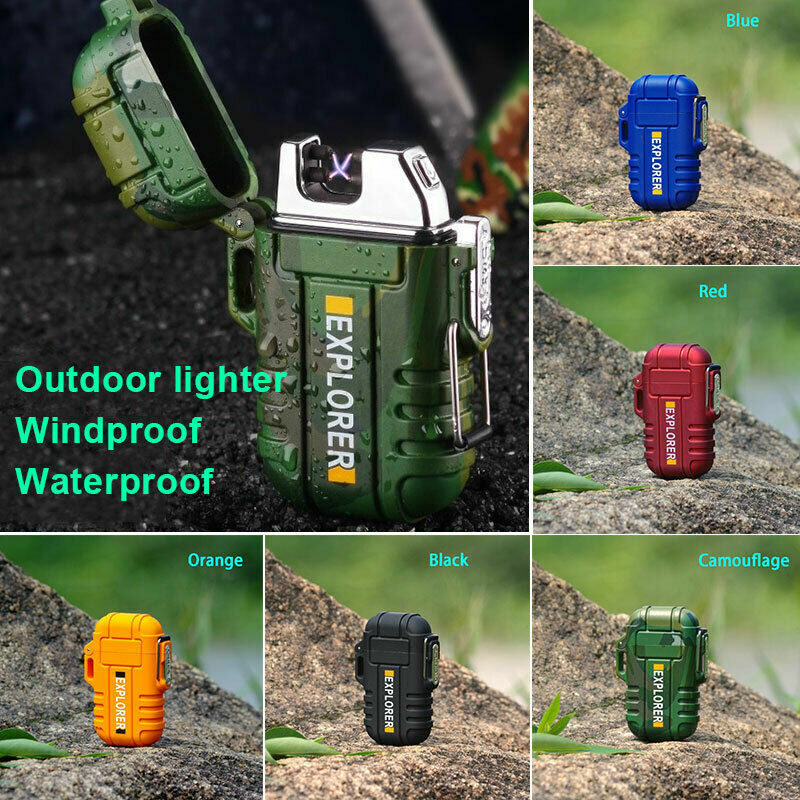 Waterproof and windproof USB rechargeable plasma lighter, perfect outdoor gear for adventurers.