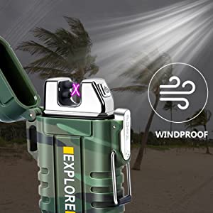 Compact survival fire starter: unisex plasma arc lighter, flameless and highly durable for camping.