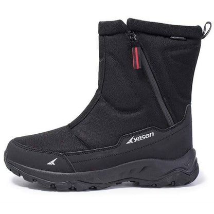Unisex waterproof snow boots featuring a convenient zip closure for easy wear in winter.