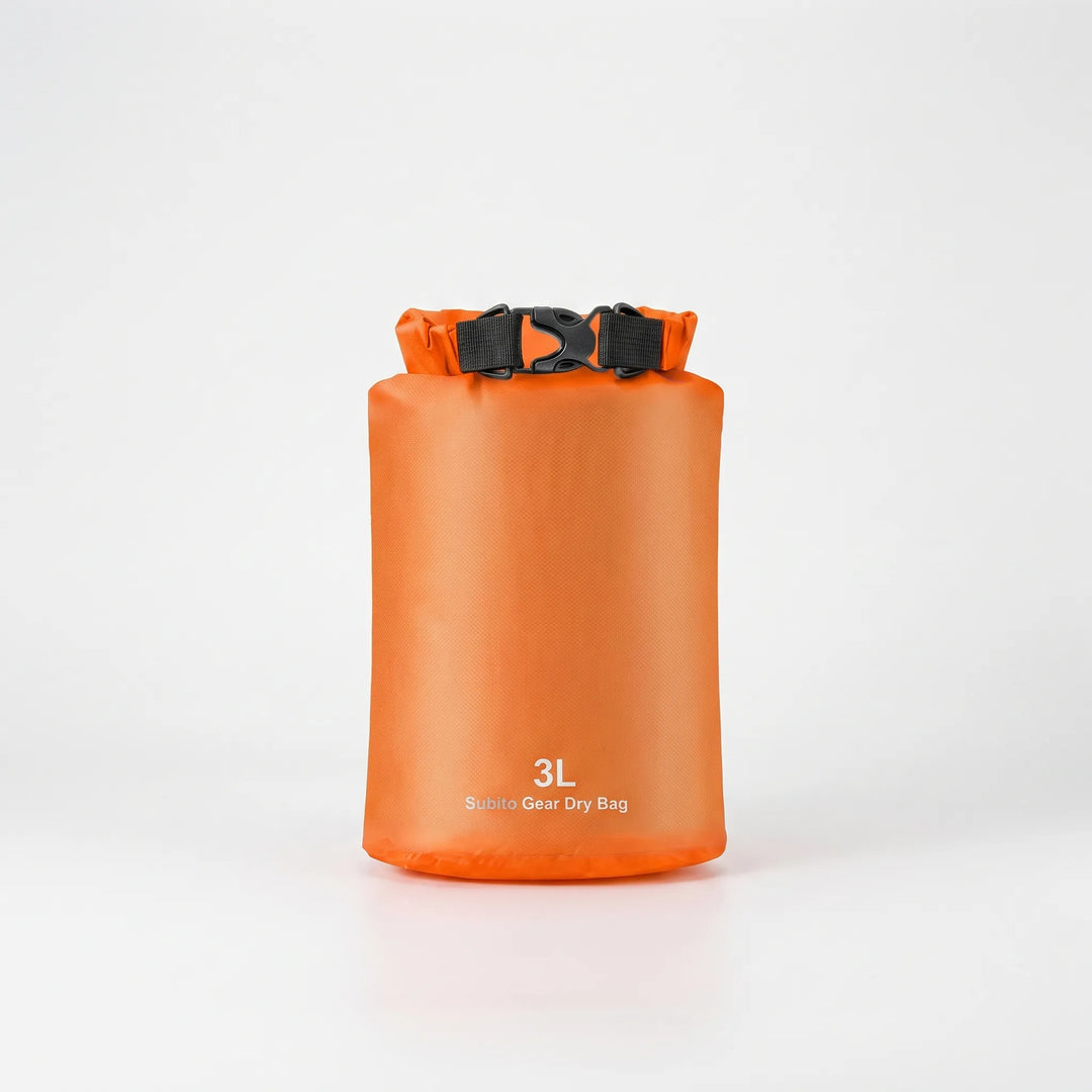 Heavy-duty waterproof dry bag with a reliable roll-top seal, perfect for rugged outdoor adventures like camping.