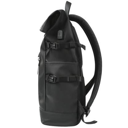 Durable outdoor rolltop backpack, black, for all genders