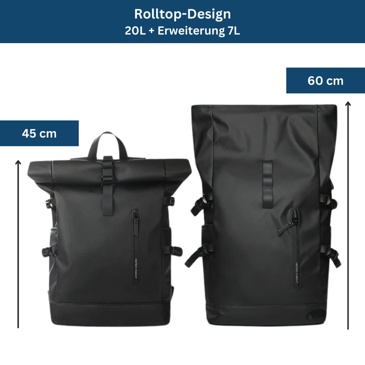 Seamless waterproof rolltop backpack, ideal for rainy commutes