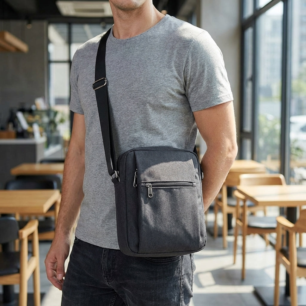 Unisex waterproof sling bag, GuardSatchel, for secure, organized daily essentials & travel.
